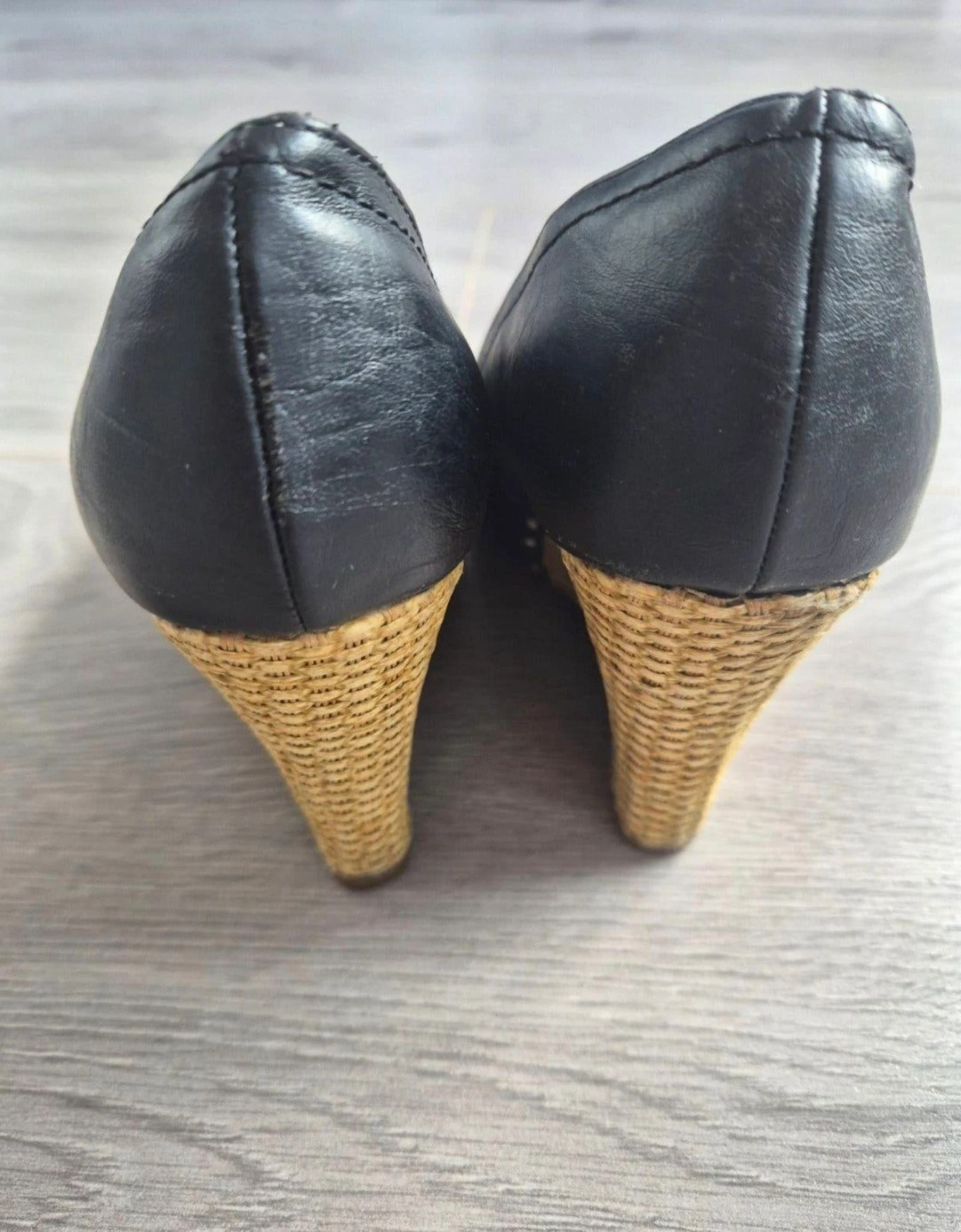 Jumelles Negras de Ante/Cuero Peep-toe con Zuecos/Tacones - Talla 37 – photo 4
